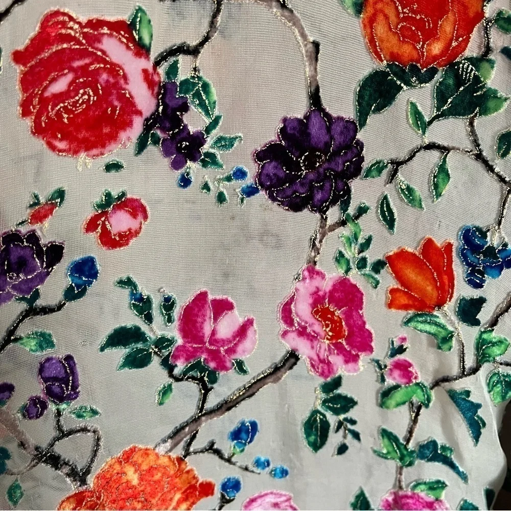 FRANCESCA MIRANDA Francesca Floral Silk Blend Devore Long Kimono‎